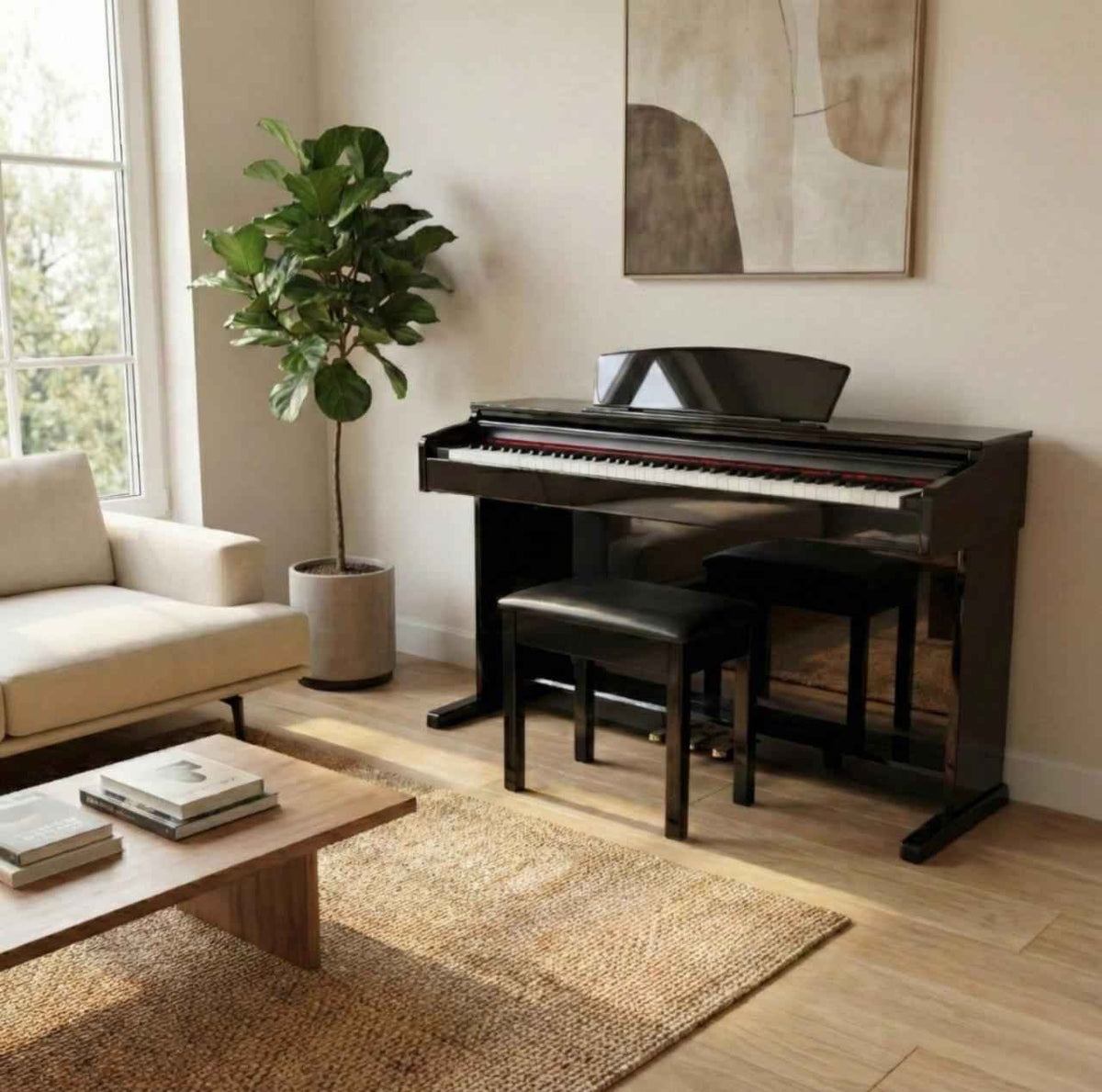 Artesia A100 Digital Piano – 88-Key Weighted Hammer-Action Piano with 3 Pedals & Furniture-Style Design - Black (with bench) - Hawamusical - Lebanon
