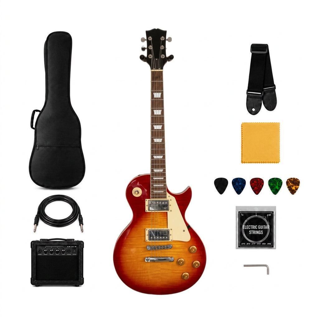 Electric Guitar – Echo Honey Sunburst Les Paul-Style Guitar – SNEG410 with Package