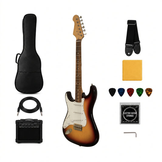 Echo SNEG220 Left-Handed Electric Guitar – Sunburst Finish with Package